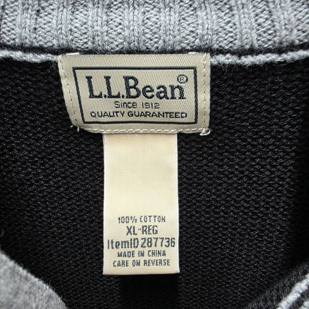 LL Bean Mens XL Navy Blue 100% Cotton Quarter Zip Pullover Sweater 287736